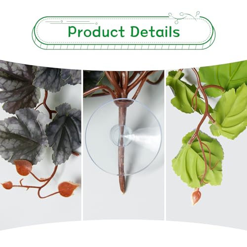 Image of 3 PCS Reptile Plants Artificial Hanging Plants with Suction Cup Pets Habitat Climbing Decorations Amphibian Terrarium Fake Plants