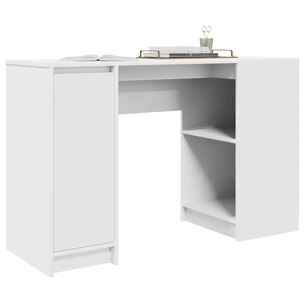 Scrivania in legno bianco, 120 x 42 x 76 cm, con robusto piano da scrivania e spazio di archiviazione, versatile come tavolo da ufficio, scrivania per computer o scrivania da gioco