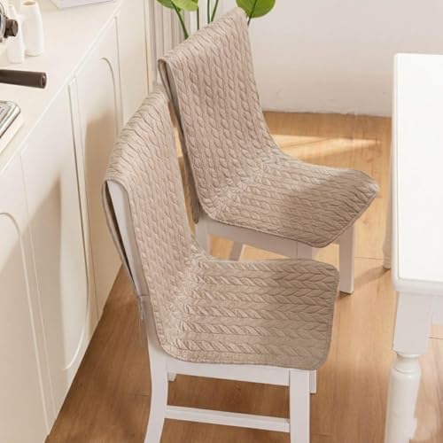 Image of HOMETHREADS Non-Slip Chair Cover-Universal Fit for Kitchen & Dining Chairs-Cushioned Comfort - Stylish Machine Washable Seat Cover-145x45 (Beige, Pack of 2)