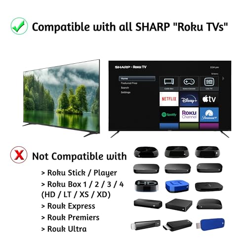 OEM Replacement Remote Control Compatible with All Sharp Roku Smart TVs【Only Works with Sharp Roku TV, Not for Roku Stick and Roku Box】(Netflix, Apple TV+, Prime Video, and Waipu.tv) - Thumbnail 3