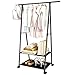 Perchero con ruedas para colgar ropa y colgar ropa, para espacios pequeños organizados, para dormitorio, interior con 2 estantes (negro)