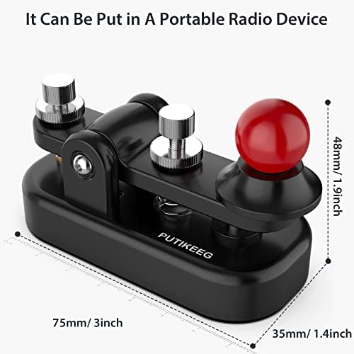 Mini Morse Radio Key CW HAM Send Telegram Single Paddle Morse Code Key with Aluminum Alloy Body Base Black(S)