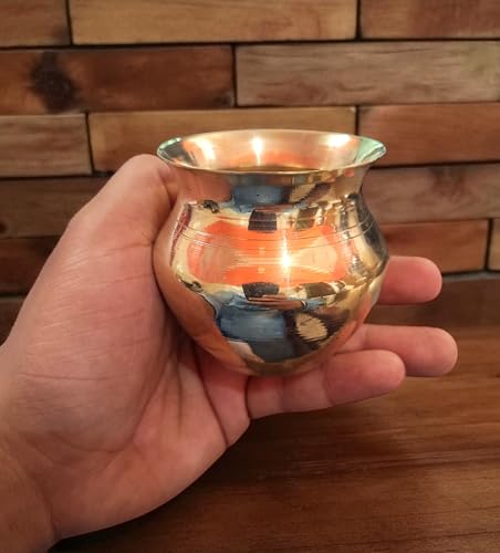 Image of Ani Divine Traditional Pure Brass Small Paragi Lota Pot Kalash for Hindu Rituals, Griha Pravesh, Vastu Puja, Temple, Panchamrit