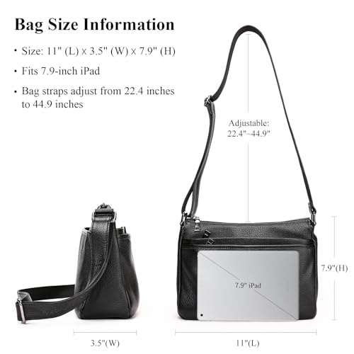 NIUCUNZH Womens Crossbody Purses Genuine Leather Ladies Shoulder Bags Zipper Multi Pockets Handbags2