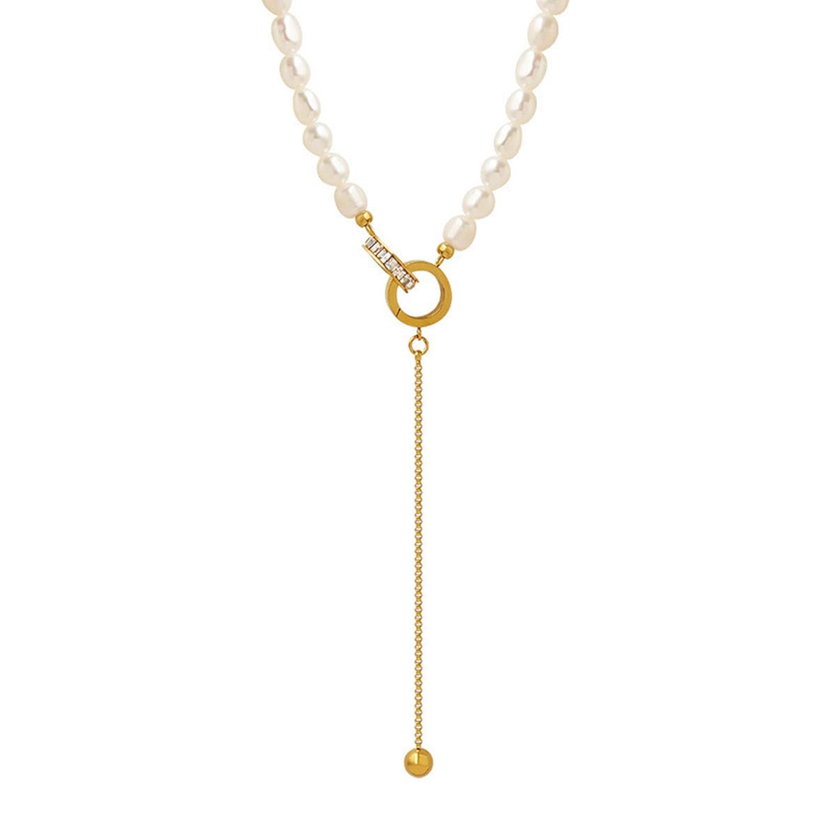 Moda barroca Perla de Agua Dulce Cadena de Cuentas, números Romanos Anillos Hug Colgante Collar Joyería para Mujeres