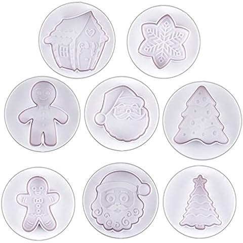 Acewen 8Pcs Christmas Cookie Cutter Snowflake Cookie Cutters Plastic Spring Die Biscuits Pastry Cutter Fondant Embossing Tool for Decoration Cupcake Fondant Sugar Craft Cookie Pastry Biscuit Cover