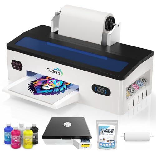 Image of Godora DTF Printer - A3 DTF Transfer Printing Machine, Direct to Film Printer with White Ink Circulation System, DIY Print for Dark and Light Clothing(Includes Oven)