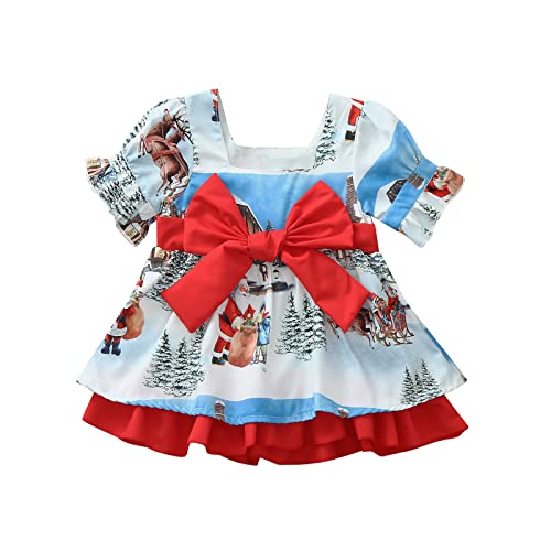 Vestido infantil de Natal para meninas de 6 meses a 4 anos, vestido de princesa com estampa de desen