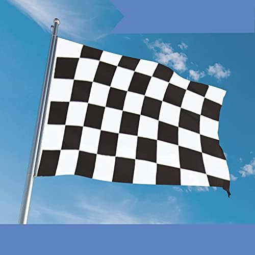 2 Pack Checkered Flags 5ft x 3ft Black and White Racing Flags and Banners Pennant Decoration for Game Parade Sport Events, Festival Party 90 X 150cm with Brass Grommets