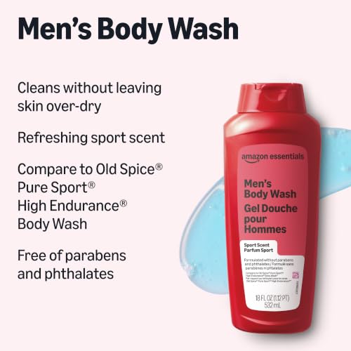 Amazon Essentials Mens Soap Body Wash, Sport Scent, 18 Fluid Ounce - image 3