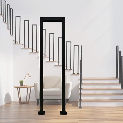 Garde-corps en U de style nordique moderne et balustre en métal noir mat