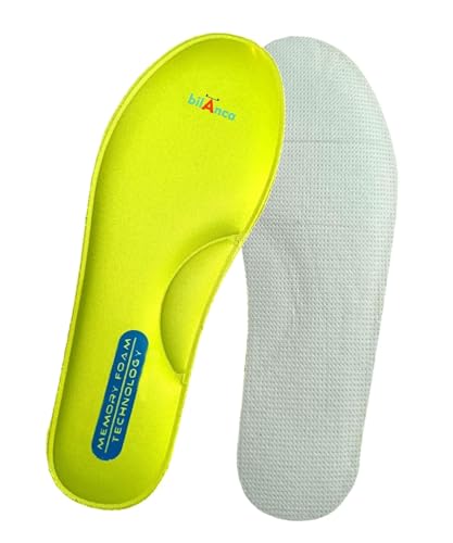bilAnca Memory Foam shoe Insoles Cushioned Insert Shoe Pad Arch Support Cushion Lightweight In sole Sneakers Sports Shoes, Casual Formal Shoes (Neon Green, 10)