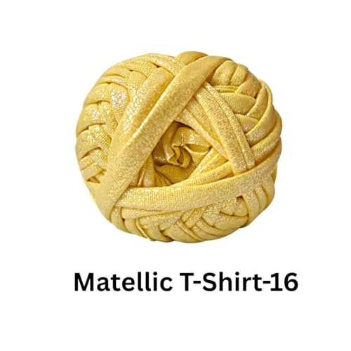 Image of VCR Shine Mustard Yellow Metallic T-Shirt Yarn, 100 Grams, 100% Metallized Craft Yarn, Pack of 1 Yarn, Suitable for Handbags, Tote Bags and Sling Bags
