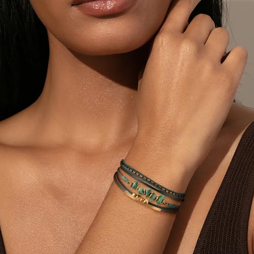 Fesciory Leather Wrap Bracelets for Women, Boho Western Layered Jewelry by Fesciory - Image 3