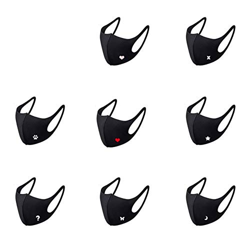 Preisvergleich Produktbild Dragonee 8 Pack Gesicht Baumwolle Unisex Baumwolle Gesicht Gesichtsschichten Schwarze Gesichtsschutz Staubschutz Mundschutz mit Ohrbügel für Männer Frauen Outdoor-Aktivitäten