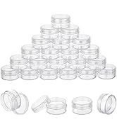 BENECREAT 30 Pack 1.47"x0.78" (10ml) Empty Clear Plastic Bead Storage Container jar with Rounded ...