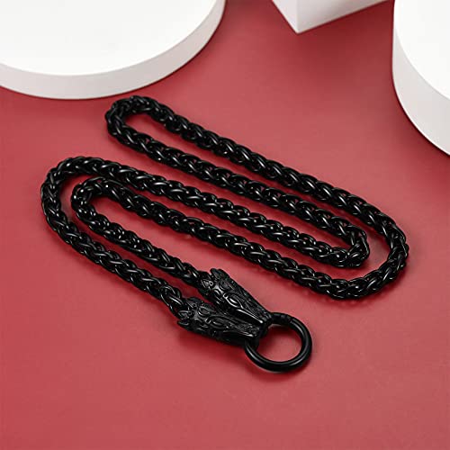 Faithheart Mens Celtic Knot Necklace Black Stainless Steel Punk Wolf Head Jewelry Chain Old-School Ireland Celtic Knot Cross Jewelry #TOP7