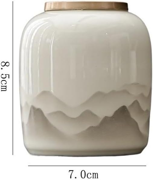 Tea Tin Ceramic Small Tea Canister With Sealed Lid Household Storage Jar for, Coffee, Nuts, Herb, Spice, Sugar Container