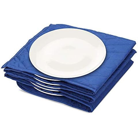 Navaris Electric Plate Warmer - 10 Plate Blanket Heater Pockets for Warming Dinner Plates to 74 Degrees in 10 Minutes - Blue Compact Folding Design Cover
