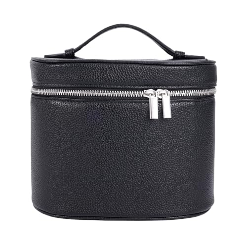 Trousse de maquillage cuir noir compartimentée grand format femme