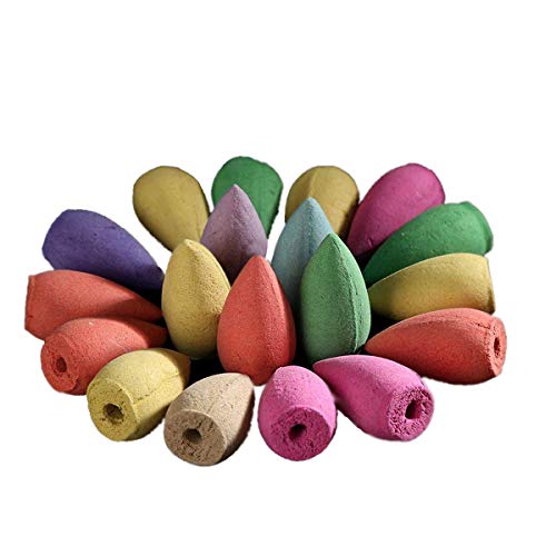 Cônes d'encens 80 pcs Encens Cone Bullet Encens Mixtes Cônes d'encens à Reflux Jasmin Lavande Bois de Santal osmanthus Rose pour Brûleur D'encens pour la Maison,Restaurant,Toilet Cover