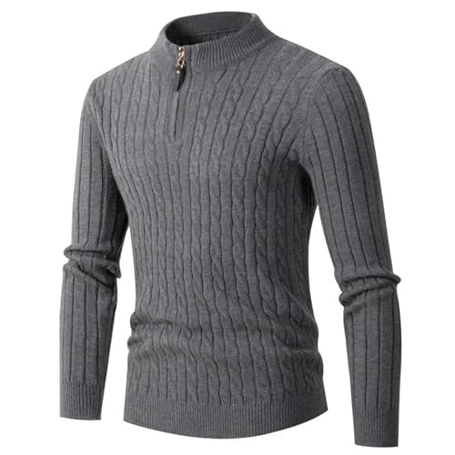 Winter Mens Stand Collar Sweater Half Zipper Knitted Pullovers Basic Style Warm Sweatershirts2