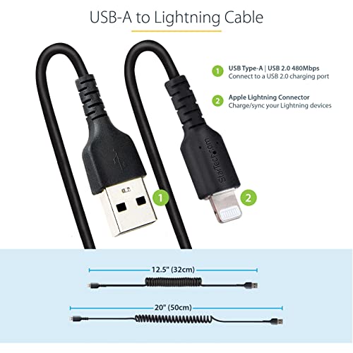 Câble Lightning USB spirale 50 cm à haute résilience pour transfert - 3