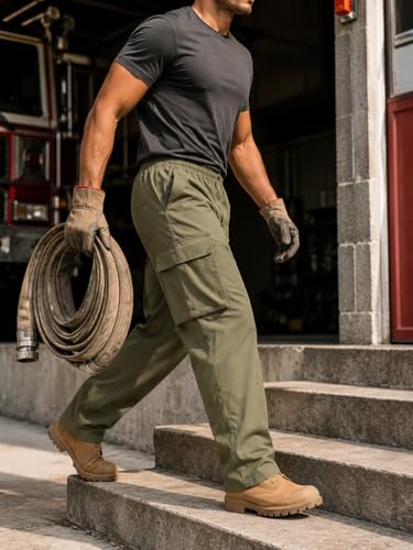 Image of Men's Cargo Pants Flame Resistant Multi-Pocket Big Tall Relaxed Work Pants | Reinforced Stitching,Greater Range of Motion