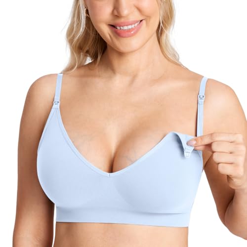 Image of MOMANDA Seamless Nursing Bras for Breastfeeding | Maternity sleep bralettes, V neck, Wireless, Comfortable, For women