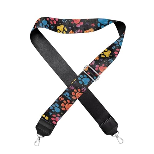 Image of GLENLCWE Colorful Paw Purse Strap Wide Replacement Crossbody Bag Straps Dog Paw Print Canvas Handbag Shoulder Strap, Adjustable Tote Belt