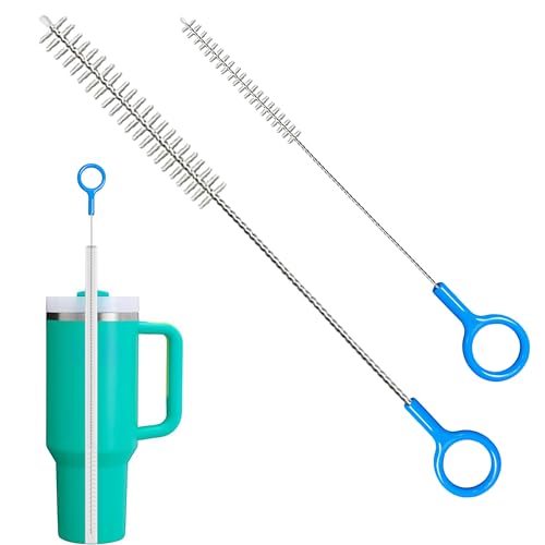 Straw Cleaner Brush for Baby Bottle Extra Long 12inch Straw Brush Cleaner with 3mm Bold Stainless Steel Wire 10inch Reusable Straw Cleaning Brush Suitable for Stanley Cup and Tumblers(2 Pack).