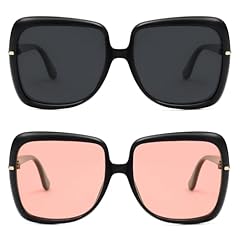 2 Pack All Black + Black Frame Pink Lens