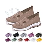 Orthopedic Shoes for Women, Women Wide Width Breathable Walking Comfortable Slip on Sneakers, Non Slip Food Service Lightweight Sneaker, Nurse Shoes Arch Support Sneakers (Khaki, Adult, Women, 8.5, Numeric, US Footwear Size System, Wide)