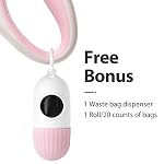 Fida Retractable Dog Leash for Small Breed up to 26 lbs, 16 ft Pet Walking Leash with Dispenser and Poop Bags, Anti-Slip Handle, Reflective Strong Nylon Tape, One-Handed Brake (S, White & Pink) - Image 2
