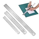 Regla De Acero Inoxidable De 3 Piezas: La regla de acero inoxidable de precisión se puede usar como regla de borde recto o como herramienta de medición para dibujar, adecuada para la oficina, la escuela, el dibujo, etc.