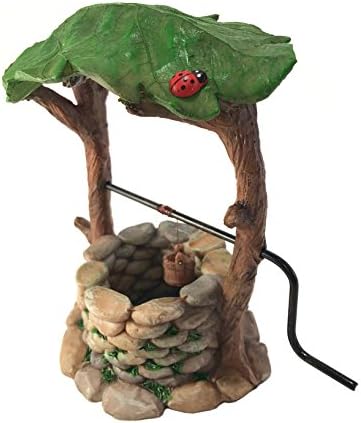 GlitZGlam Miniature Wishing Well with Movable Handle and Water Bucket for Garden Gnomes and Fairies -a Fairy Garden Accessory