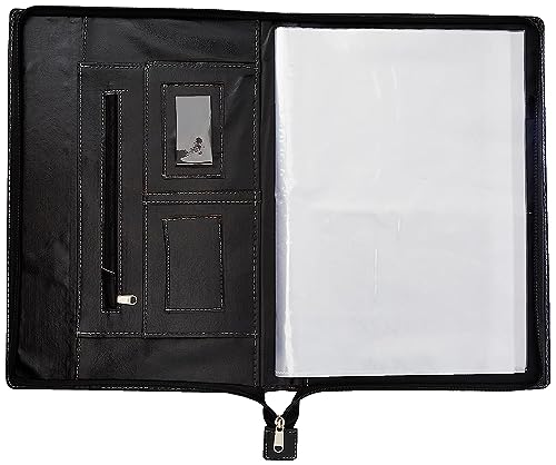Image of COI Black Faux Leather File and Folder for Certificate and Document for Student Portfolio with Zip Expending (Black) 20 Leaf