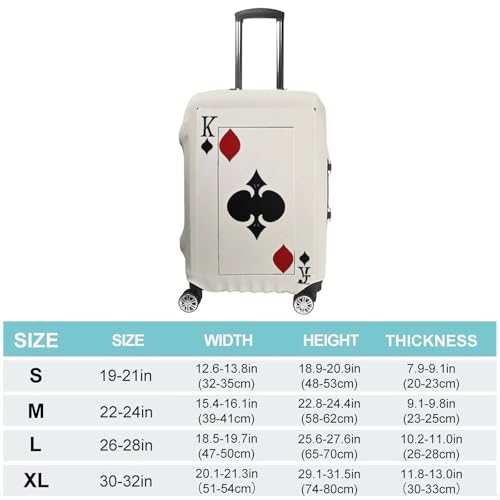 Carry on Luggage Cover Spades K Poker Suitcase Covers for Luggages Tsa Approved Travel Luggage Sleeve Protector Elastic Suitcase Protector Anti-Scratch Washable Fits 19-30 Inch Case -L2