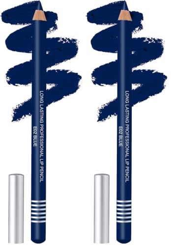 Image of Colors Queen Lip Liner Pencil | Long Lasting & Waterproof Formula | Matte Lip Liner Pencil for Women (E-02, Blue) (Pack of 2)