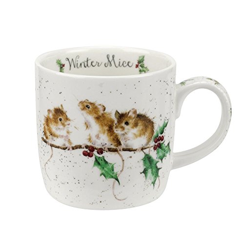Dayuup Portmeirion Home & Gifts MMMZ5629-XS Wrendale Winter (Mice) Single Mug, Bone China, Multi Coloured, 12 x 8.4 x 8 cm, 0.26 liters