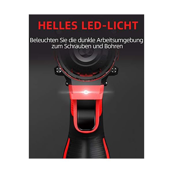 WAKYME Akkuschrauber 12,6 V Bohrmaschine 30 Nm, 18 + 1-Kupplung, 3/8"Keyless Chuck, Variable Geschwindigkeit und Eingebauter LED-Elektroschrauber mit 2 1500-mAh-Batterien Kabellose Bohrschrauber – Bild 6
