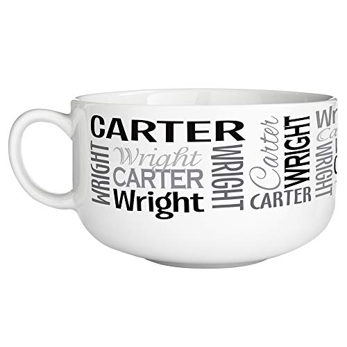 Let's Make Memories Personalized You Name It! Signature Bowl - Porcelain Bowl - Gray - Customize with First & Last Name - Holds 32 oz.