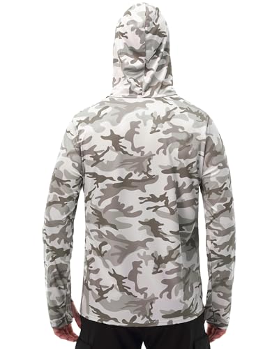 Image of FISHEAL Men's Performance Fishing Hoodie Shirt - UPF 50+ Sun Protection Long Sleeve Thumbholes Shirts with Neck Gaiter