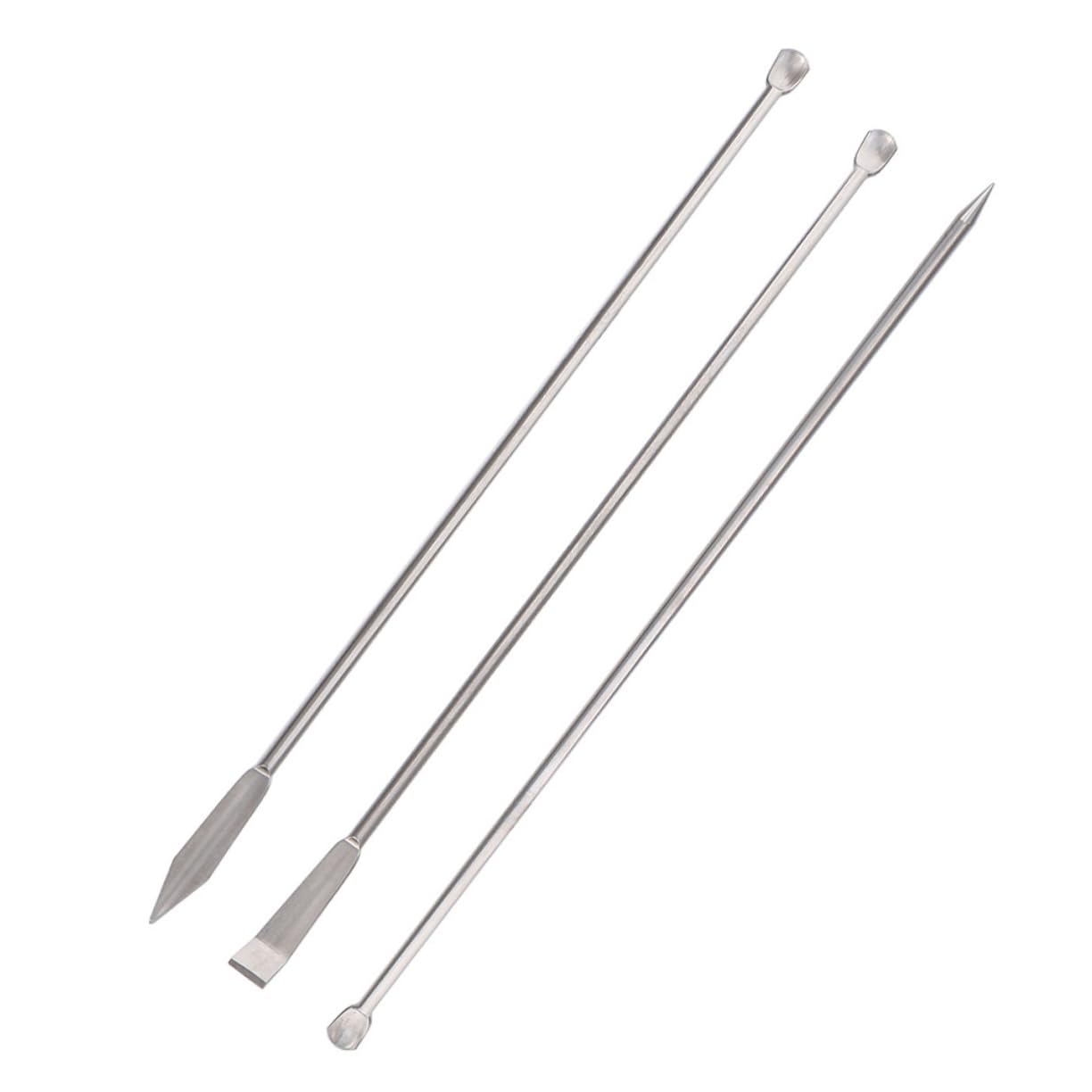 CHILDWEET 3 Stück-pack Laborlöffel aus Edelstahl Doppelseitiges Design mit Flachem Ende Medizinischer Probierlöffel zum Abmessen Kleiner Mengen für Zuhause und Klassenzimmer