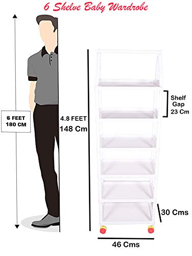 Image of Multipurpose 6 Shelve Baby Wardrobe (Red)