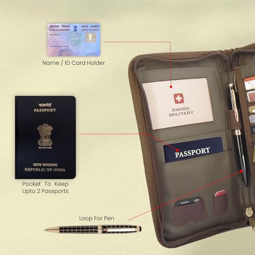 Image of SWISS MILITARY Travel Organizer Wallet with Multiple Pockets for Passports, Passport & Card Organizer, 1680D Nylon, Durable, Stylish, Secure Cash, Cards, SIM & Coins, Travel Essentials, Unisex