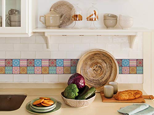 setecientosgramos Cenefa auto-adhesiva | Decoración de pared cocina & baño, 5 m x 15 cm | Indi