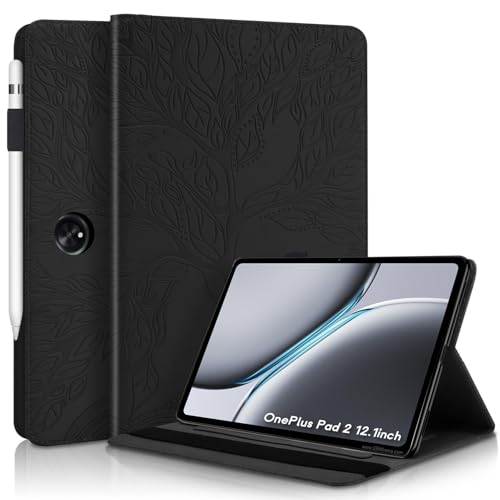 Succtopy Hülle für Oneplus Pad 2 (2024) 12.1 Zoll Folio Flip PU Leder Schutzhülle Oneplus Pad 2 Tablet Hülle mit Stifthalter & Standfunktion für Oneplus Pad 2 (2024) 12.1 Zoll Schwarz