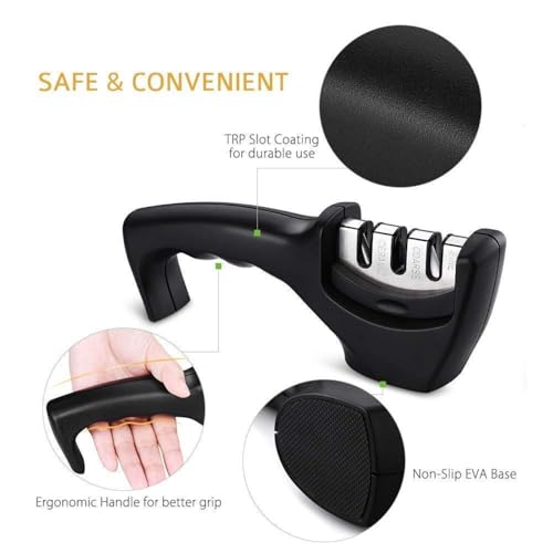 Image of Knife Sharpener Manual 3 Stage Sharpening Tool Advanced for Kitchen Steel Knives