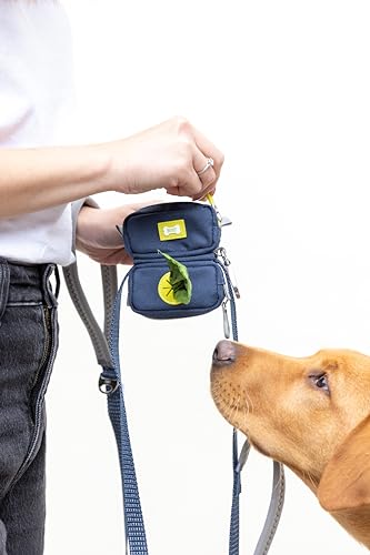 BUILT PET NightSafe Kotbeutelhalter und Leckerli-Spender, Clips an der Leine für Spaziergänge mit dem Hund, freihändige Duo-Tragetasche mit 2 Fächern für Abfallsäcke und Belohnungen, Befestigung an